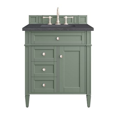 James Martin Vanities Brittany 30in Single Vanity, Smokey Celadon w/ 3 CM Charcoal Soapstone Top 650-V30-SC-3CSP